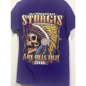 Sturgis T-Shirt Mens M Black Hills Rally 76th South Dakota Chief Indian Head